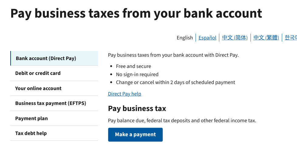 pay taxes via direct pay business-min