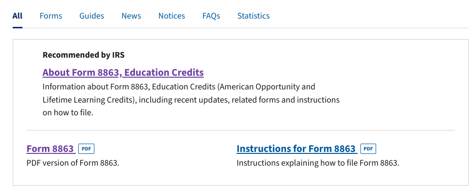 IRS form 8863 pdf